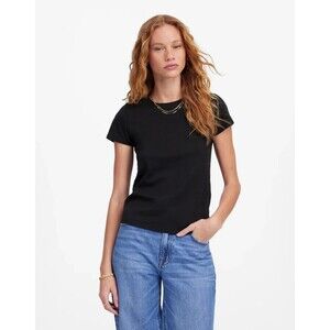 Madewell Medium Essential Slim Tee Delphinium Black Short Sleeve Cotton NWT